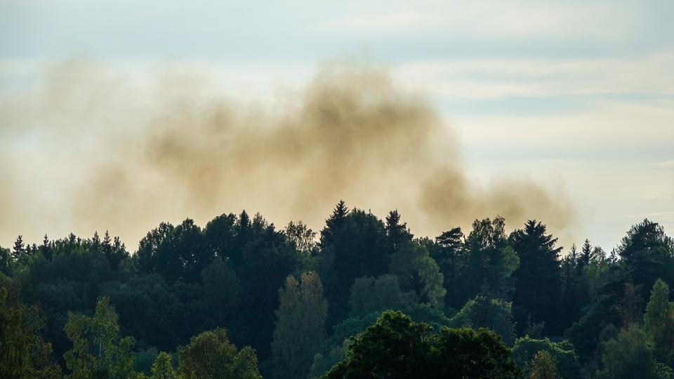 Rök kommer upp från en skogsbrand under extrem hetta och torka sommaren 2018 i Sverige.